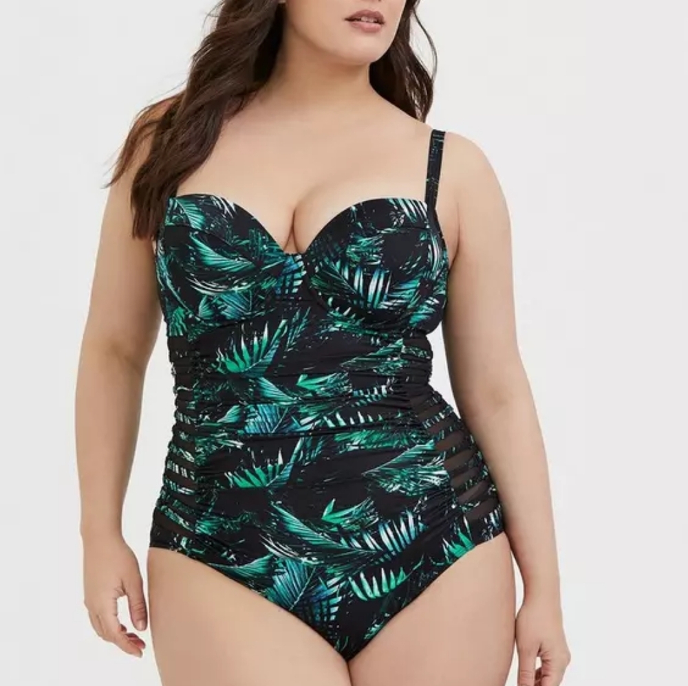Torrid Black and Green One Piece Swimsuit